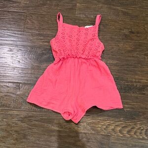 Cupcakes and Cashmere Pink Eyelet Romper size 7/8